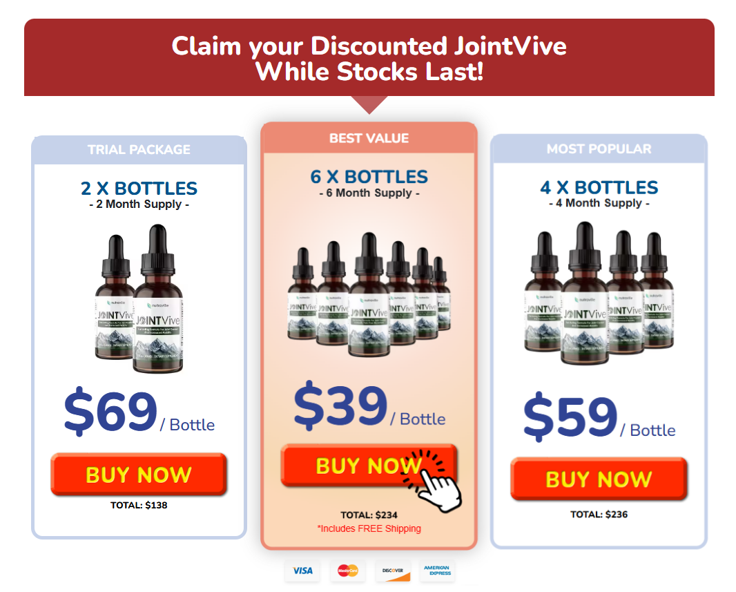 JointVive pricing options — bottles and cost per bottle