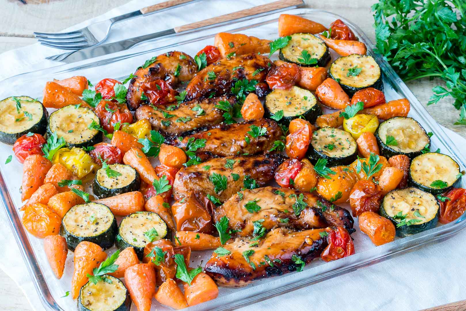 Sheet Pan Balsamic Chicken and Veggies - One Bite Nutrition