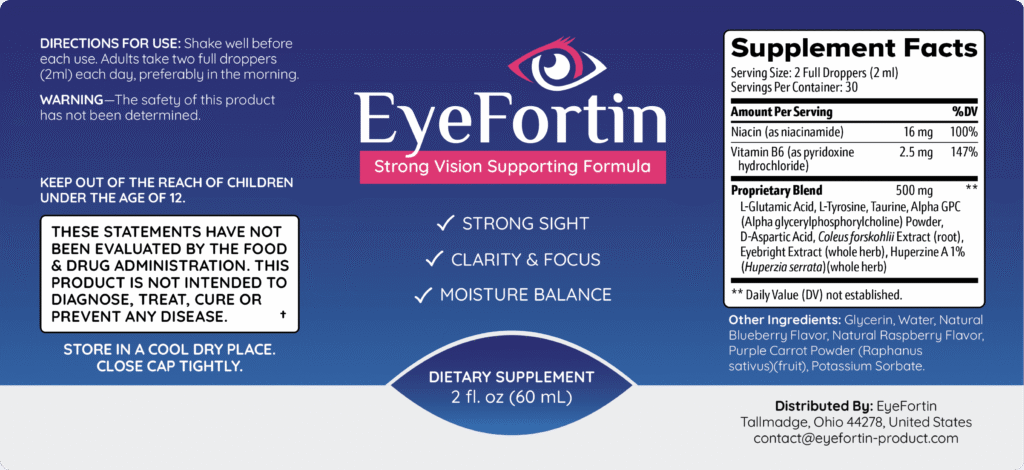 EyeFortin Review (2026): Does This Eye Health Supplement Actually Work? 4 main prod label