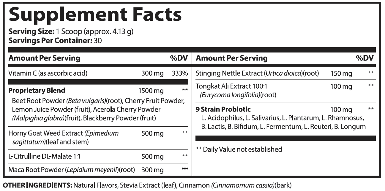 Quietum Plus Supplement Facts Label — Full Ingredient Panel