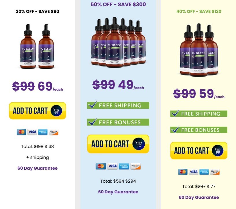 YU Sleep Pricing — Official Package Options 2026